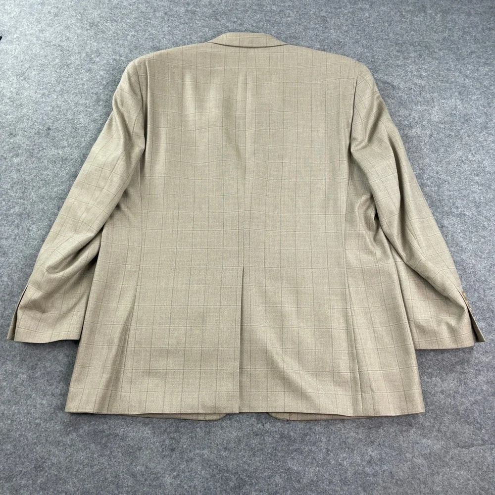 Ralph Lauren Mens Blazer Tan Plaid Long Sleeve Pinstripe Suit Pinstriped